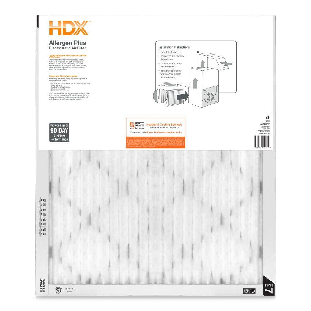 18 In. X 18 In. X 1 In. Allergen plus Pleated Air Filter FPR 7, MERV 11