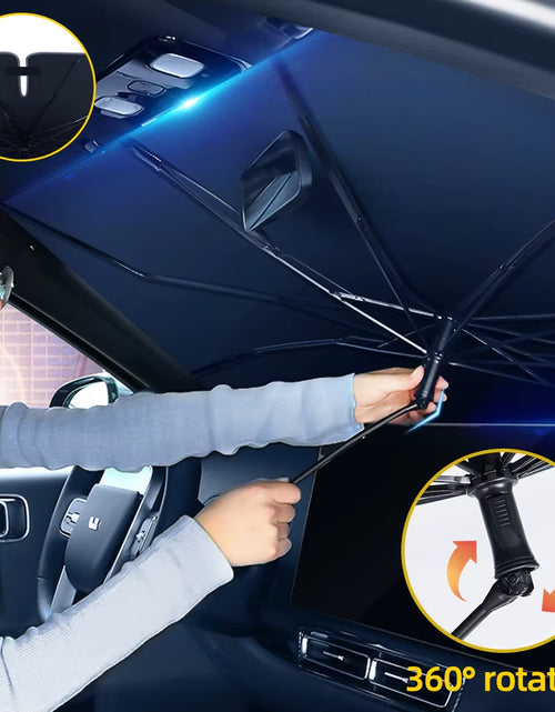 Load image into Gallery viewer, SunShield 360 – Rotatable Umbrella-Style Car Windshield Sunshade with UV & Heat Protection