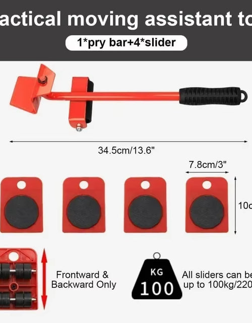 Load image into Gallery viewer, EasyGlide Furniture Mover Set – Heavy Lifter Bar & Slider Wheels for Effortless Moving