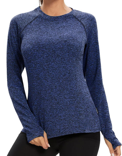 Load image into Gallery viewer, Women Fleece Thermal Long Sleeve Running Shirt Workout Tops Moisture Wicking Athletic Shirts with Thumb Holes