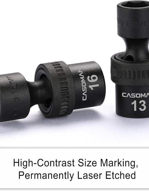 Load image into Gallery viewer, 15 PCS 3/8" Drive Standard Universal Impact Socket Set, 6 Point, Metric,8-22Mm