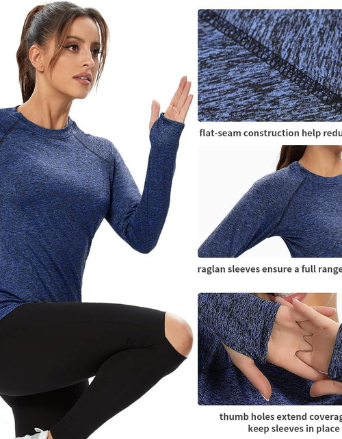 Load image into Gallery viewer, Women Fleece Thermal Long Sleeve Running Shirt Workout Tops Moisture Wicking Athletic Shirts with Thumb Holes