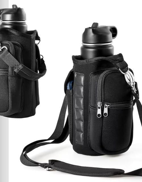Load image into Gallery viewer, Magnetic Water Bottle Holder Gym Water Bottle Carrier Bag W/ Phone Pocket Handle Shoulder Strap 6 Built-In Magnets Water Bottle