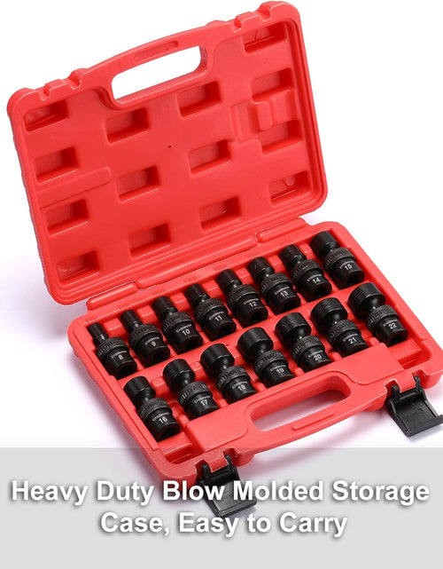 Load image into Gallery viewer, 15 PCS 3/8" Drive Standard Universal Impact Socket Set, 6 Point, Metric,8-22Mm