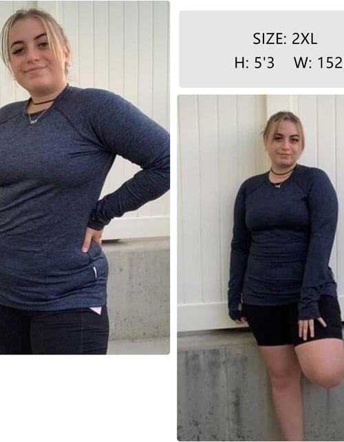Load image into Gallery viewer, Women Fleece Thermal Long Sleeve Running Shirt Workout Tops Moisture Wicking Athletic Shirts with Thumb Holes