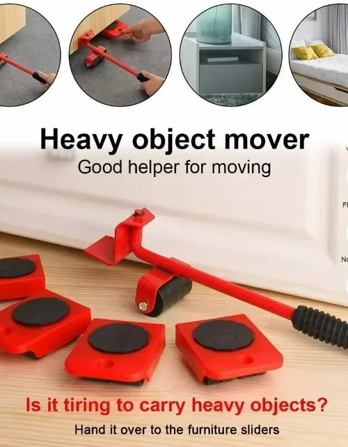 Load image into Gallery viewer, EasyGlide Furniture Mover Set – Heavy Lifter Bar & Slider Wheels for Effortless Moving