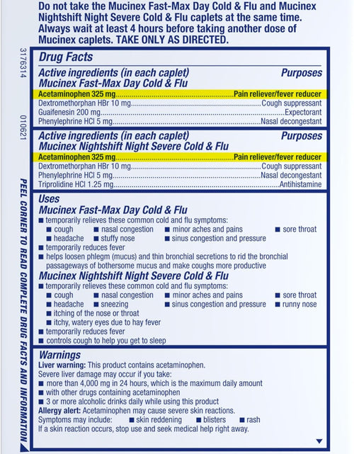 Load image into Gallery viewer, Maximum Strength  Fast-Max Day Cold &amp; Flu &amp; Nightshift Night Severe Cold &amp; Flu All in One, Fast Release, Powerful Multi-Symptom Relief, 40 Caplets (24 Day Time + 16 Night Time)
