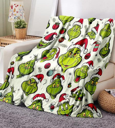 Grinch Pattern Throw Blanket