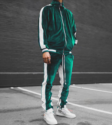 Velour Tracksuit Mens,2023 Men'S Velour Tracksuit 2 Pieces Winter Warm Full Zip up Jacket Sweatpants Fitness Sportswear Sweatsuit Jogger Sets