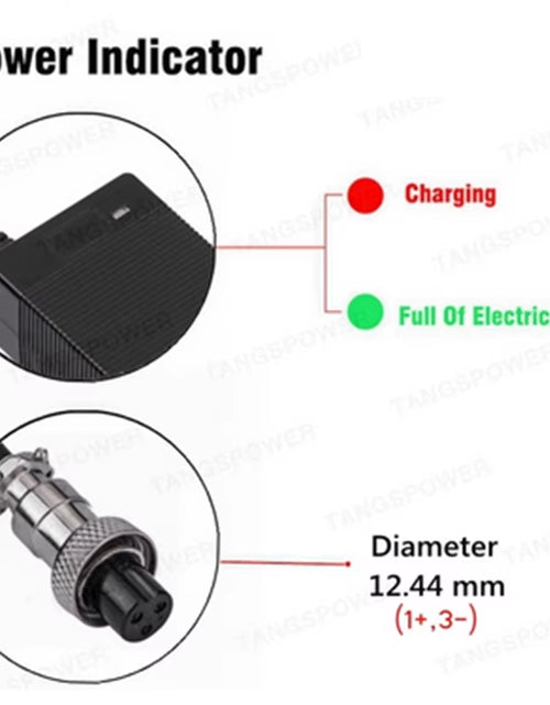 Load image into Gallery viewer, 67.2V 2A Lithium Battery Charger for 16S 60V Li-Ion Battery Pack Fast Charging 3Pin-Gx16 Connector Electric Bicycle Charger

