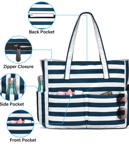 Beach Bags for Women, Beach Tote Bag Waterproof Sandproof Swim Pool Bag Large Capacity Beach Bag with Wet Pocket