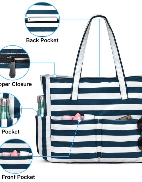 Load image into Gallery viewer, Beach Bags for Women, Beach Tote Bag Waterproof Sandproof Swim Pool Bag Large Capacity Beach Bag with Wet Pocket
