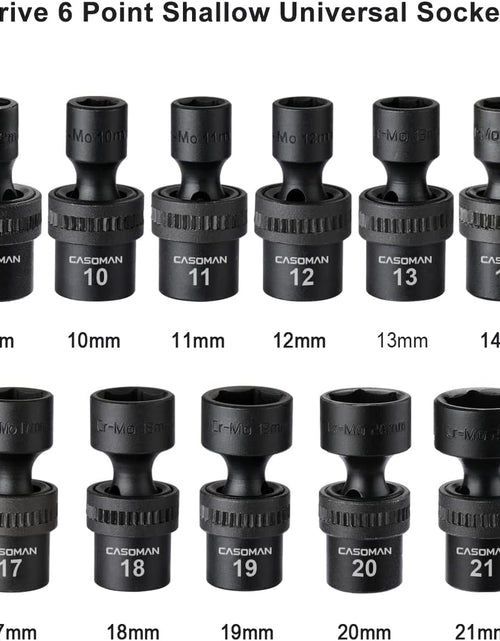 Load image into Gallery viewer, 15 PCS 3/8&quot; Drive Standard Universal Impact Socket Set, 6 Point, Metric,8-22Mm
