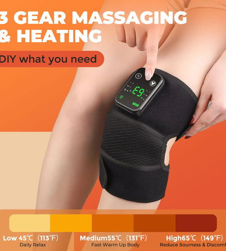Electric Heated Vibration Knee Massage Physiotherapy Pad 3 in 1 Massager for Shoulder Elbow Hot Compress Pain Relief