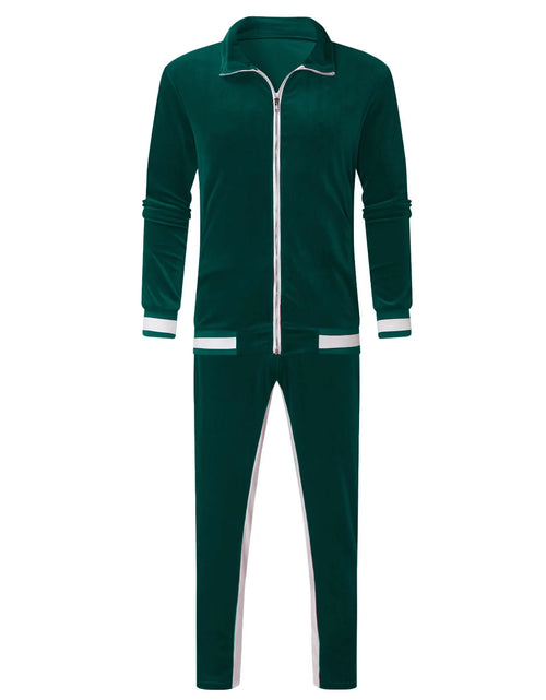 Load image into Gallery viewer, Velour Tracksuit Mens,2023 Men&#39;S Velour Tracksuit 2 Pieces Winter Warm Full Zip up Jacket Sweatpants Fitness Sportswear Sweatsuit Jogger Sets
