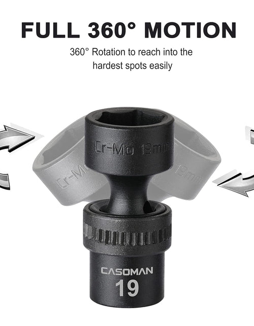 Load image into Gallery viewer, 15 PCS 3/8&quot; Drive Standard Universal Impact Socket Set, 6 Point, Metric,8-22Mm
