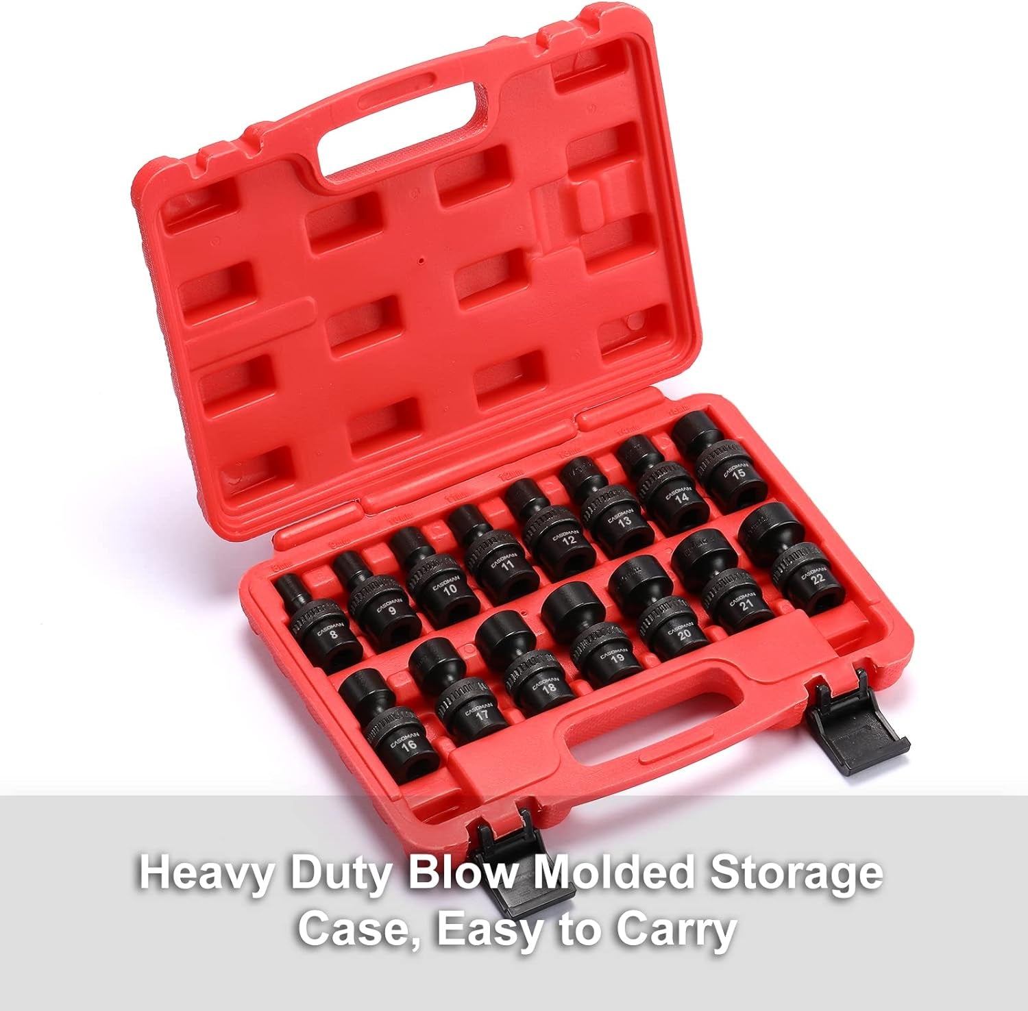 15 PCS 3/8" Drive Standard Universal Impact Socket Set, 6 Point, Metric,8-22Mm