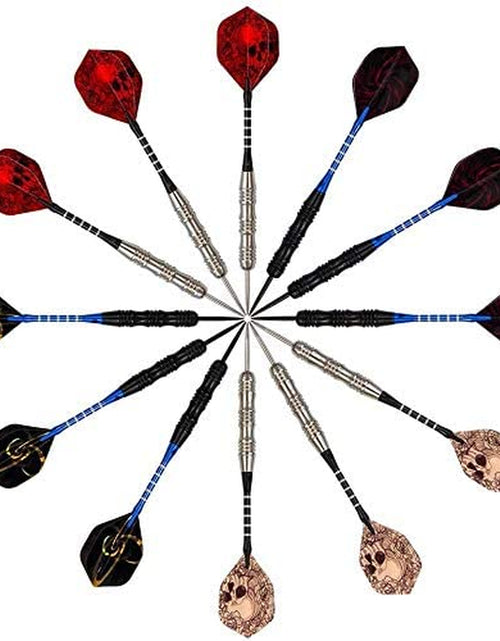 Load image into Gallery viewer, Darts Metal Tip Set Professional Metal Darts for Dartboard Steel Tip Darts with Nonslip Iron Barrel Aluminum Dart Shafts,Extra Flights,Dart Sharpener,Gift Box
