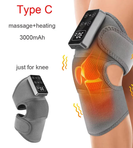 Electric Heated Vibration Knee Massage Physiotherapy Pad 3 in 1 Massager for Shoulder Elbow Hot Compress Pain Relief
