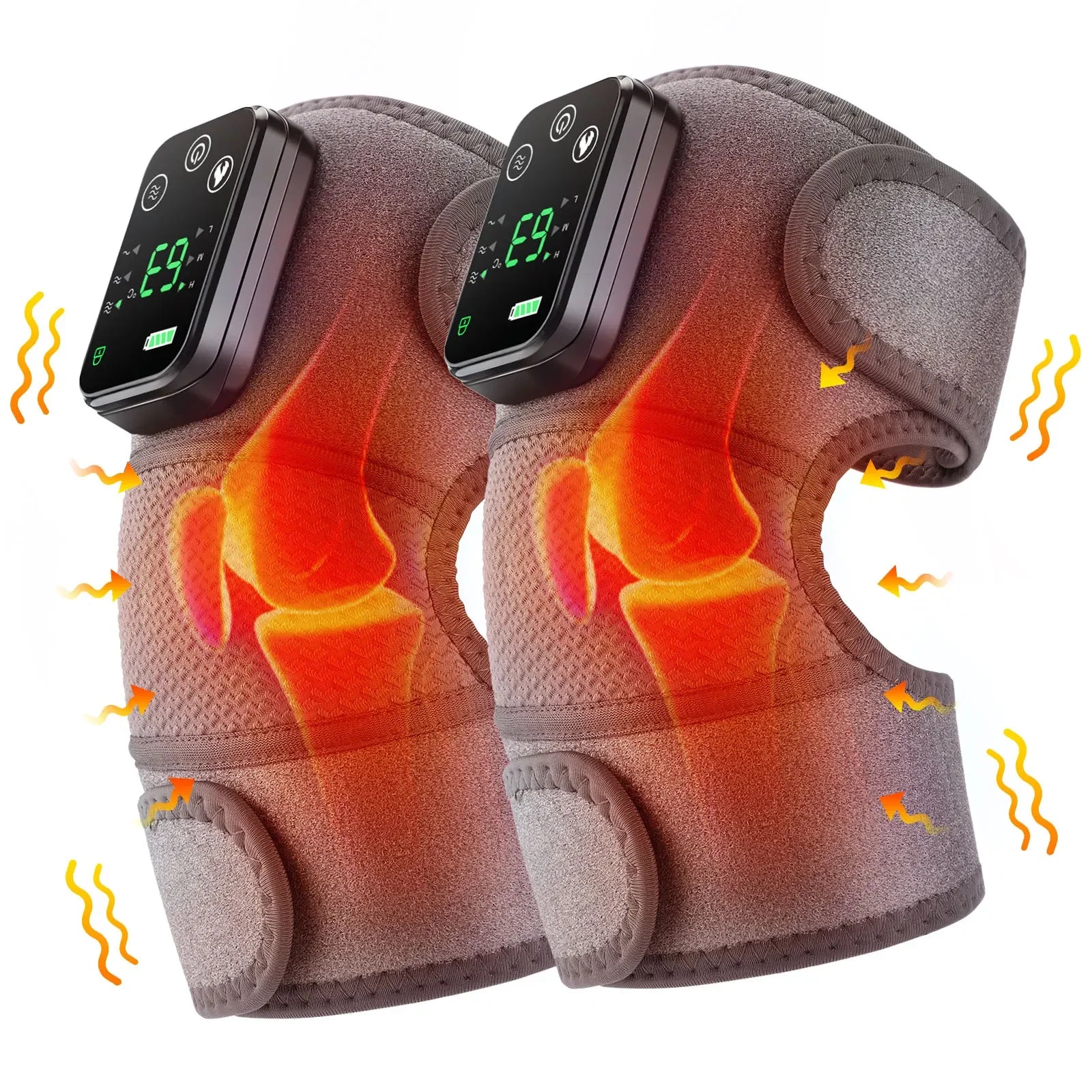 Electric Heated Vibration Knee Massage Physiotherapy Pad 3 in 1 Massager for Shoulder Elbow Hot Compress Pain Relief